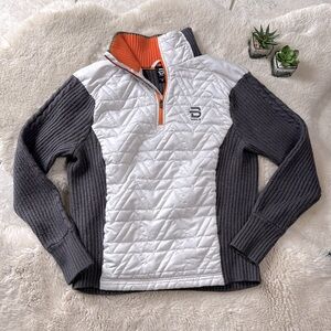 Bjorn Daehlie Sweater Half Zip Comfy Women’s Medium Grey Off White Orange